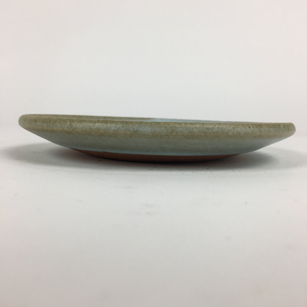 Japanese Ceramic Small Plate Vtg Round Pottery Yakimono Leaf Gray Kozara PP796