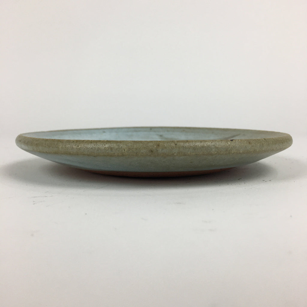 Japanese Ceramic Small Plate Vtg Round Pottery Yakimono Leaf Gray Kozara PP796