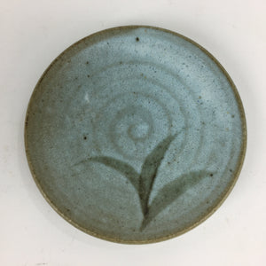 Japanese Ceramic Small Plate Vtg Round Pottery Yakimono Leaf Gray Kozara PP796