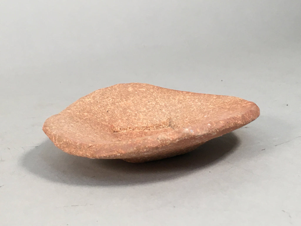 Japanese Ceramic Small Plate Vtg Round Unglazed Brown Rough Texture PP403