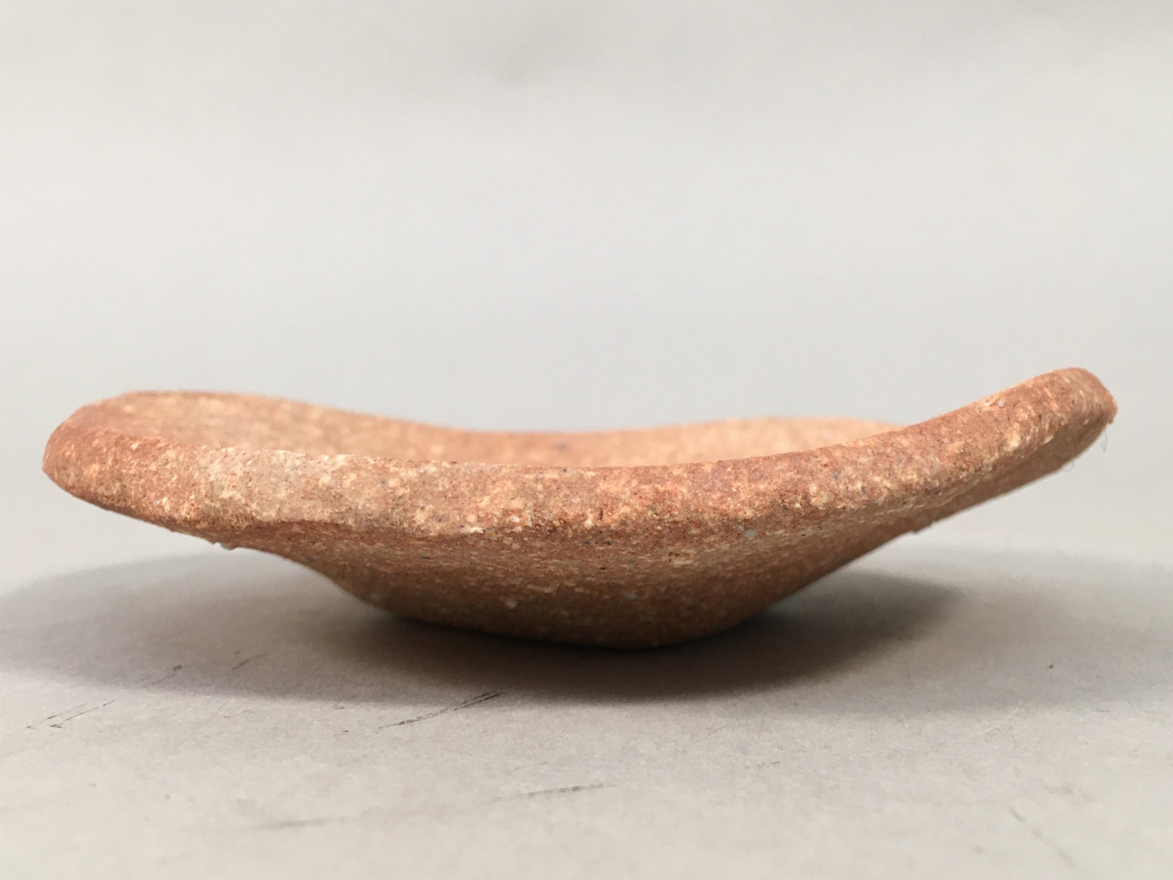 Japanese Ceramic Small Plate Vtg Round Unglazed Brown Rough Texture PP403