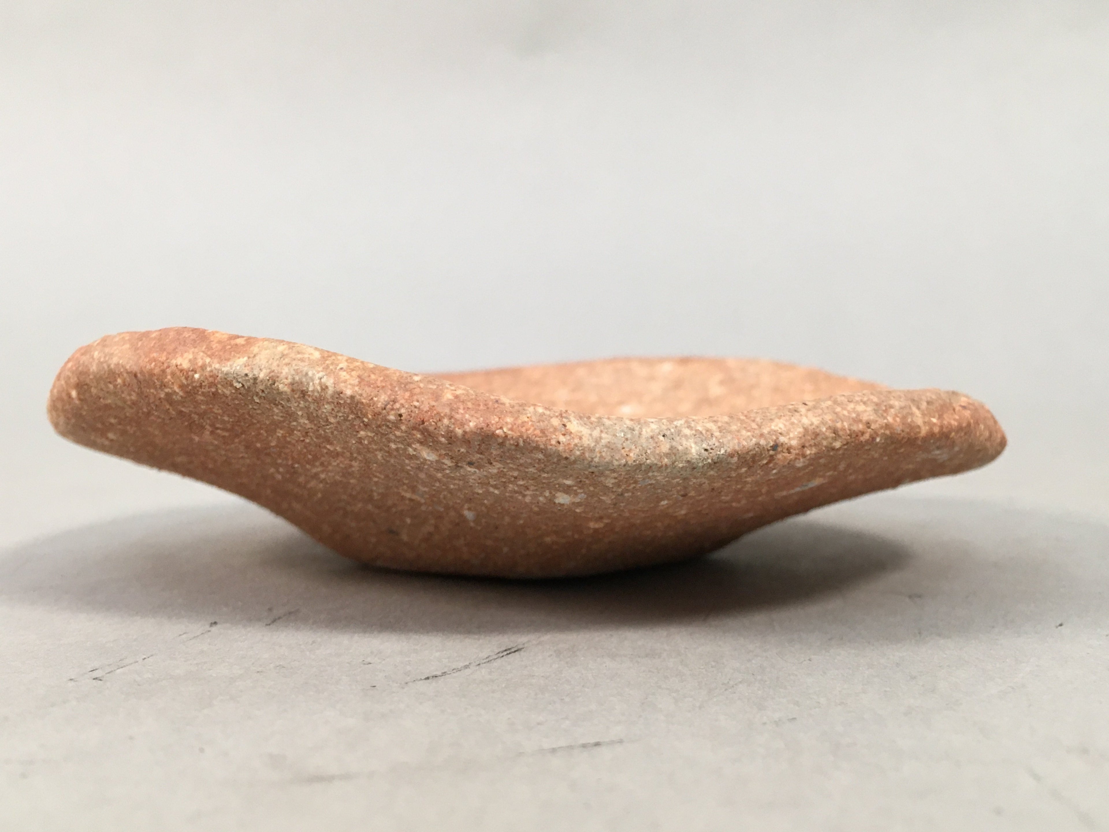 Japanese Ceramic Small Plate Vtg Round Unglazed Brown Rough Texture PP403