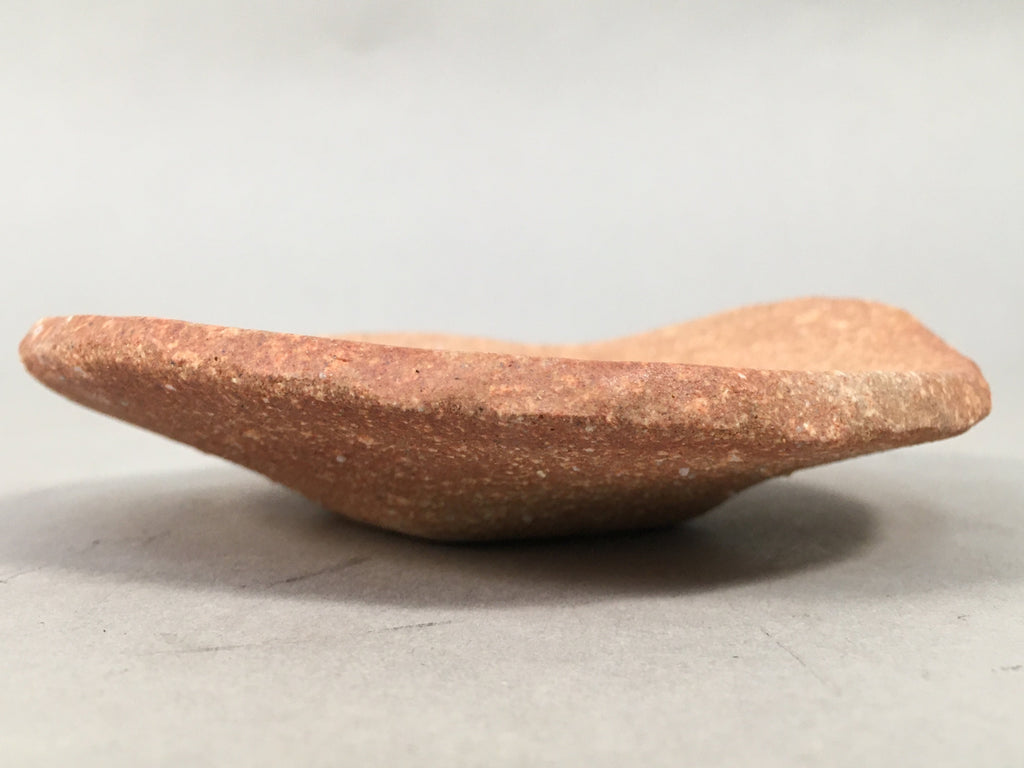 Japanese Ceramic Small Plate Vtg Round Unglazed Brown Rough Texture PP403