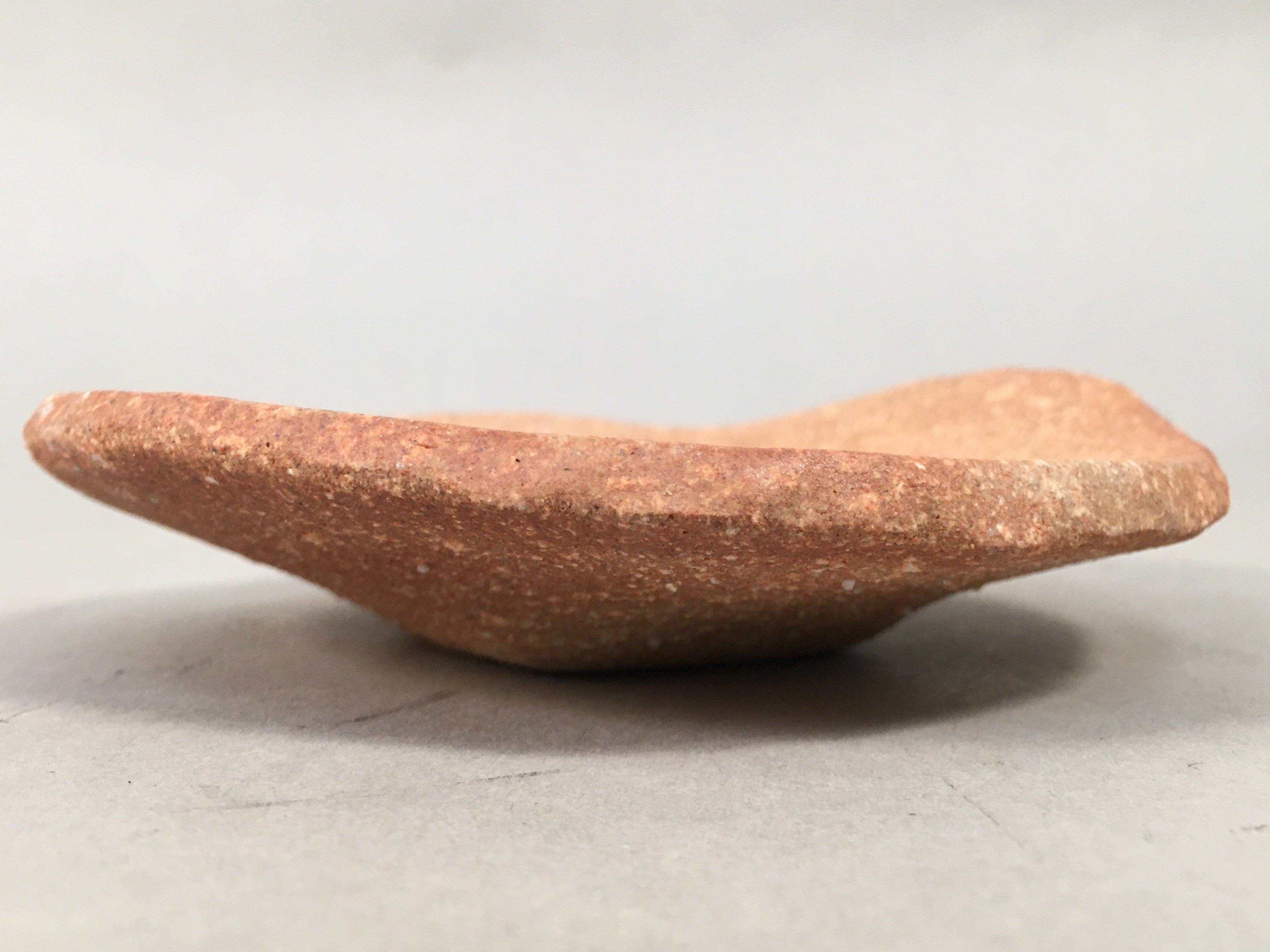 Japanese Ceramic Small Plate Vtg Round Unglazed Brown Rough Texture PP403