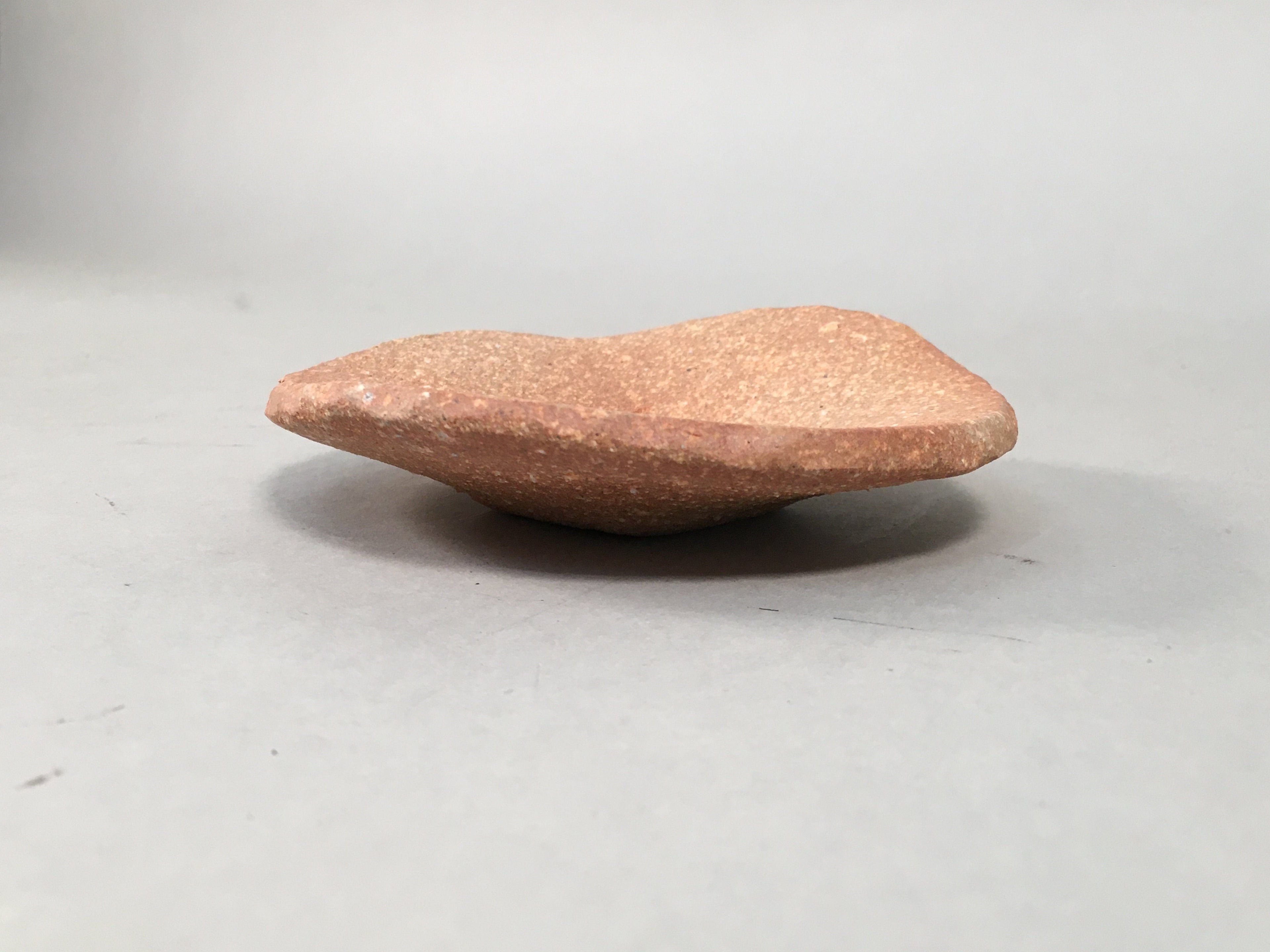 Japanese Ceramic Small Plate Vtg Round Unglazed Brown Rough Texture PP403