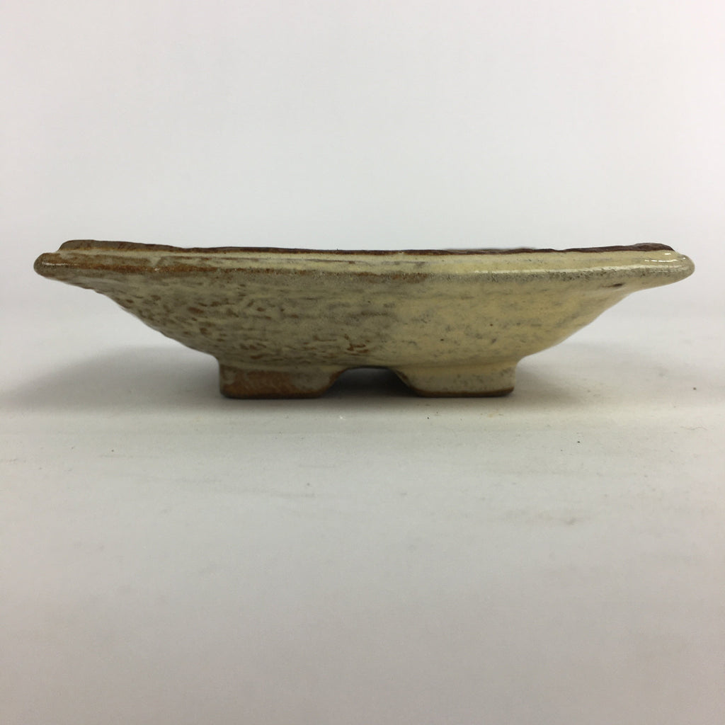 Japanese Ceramic Small Plate Vtg Square Shape Pottery Brown Yellow Kozara PP728