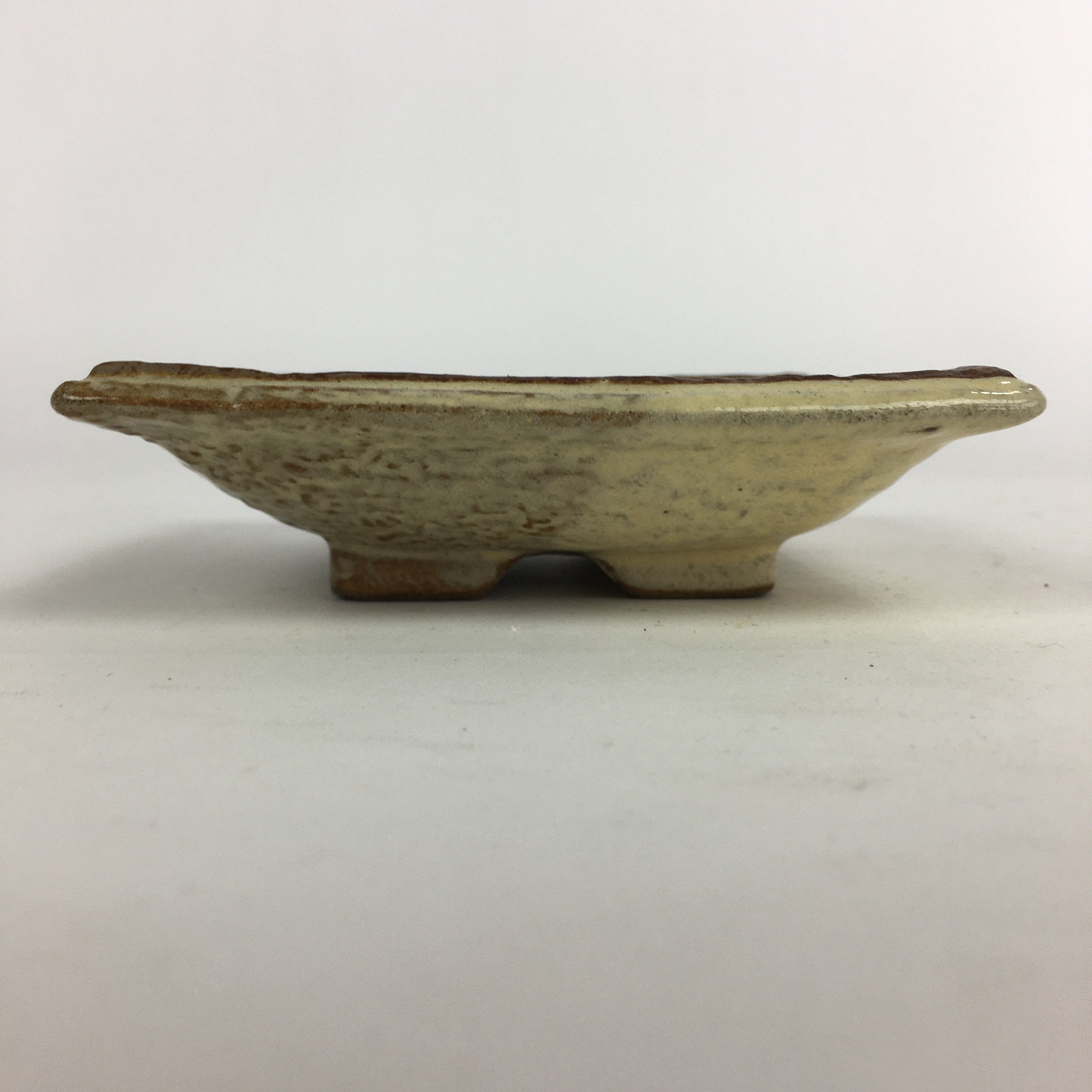 Japanese Ceramic Small Plate Vtg Square Shape Pottery Brown Yellow Kozara PP728
