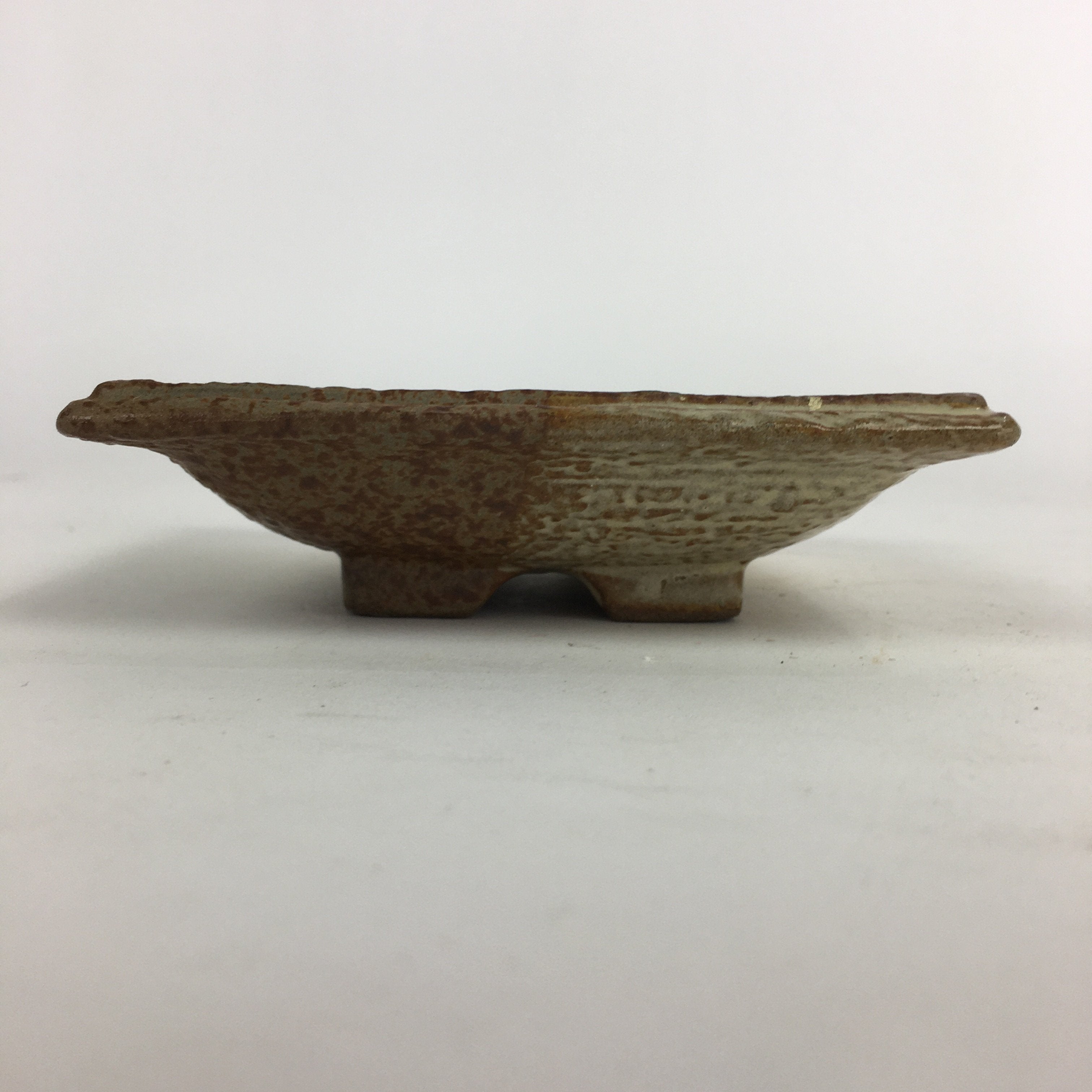 Japanese Ceramic Small Plate Vtg Square Shape Pottery Brown Yellow Kozara PP728