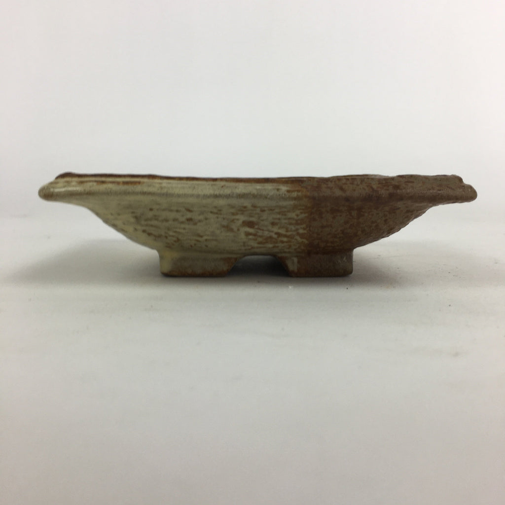 Japanese Ceramic Small Plate Vtg Square Shape Pottery Brown Yellow Kozara PP728