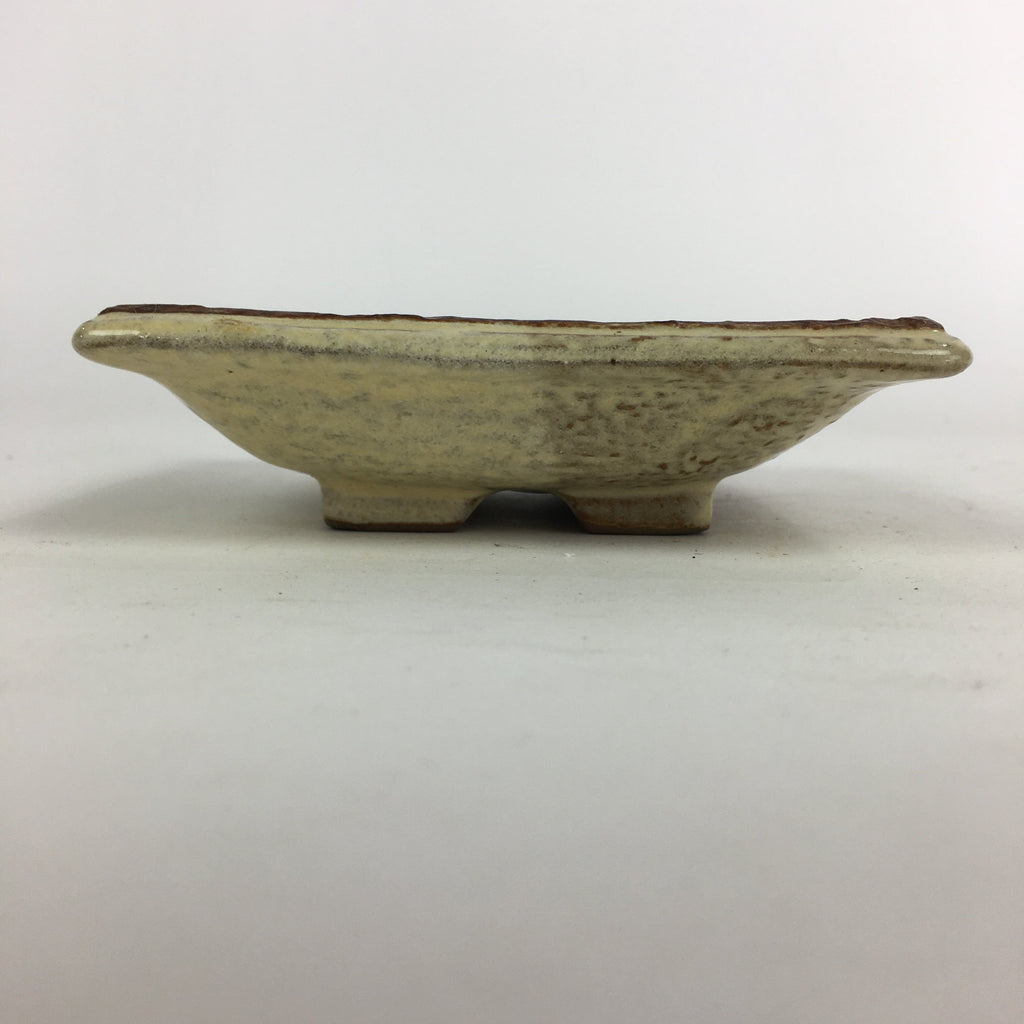 Japanese Ceramic Small Plate Vtg Square Shape Pottery Brown Yellow Kozara PP728