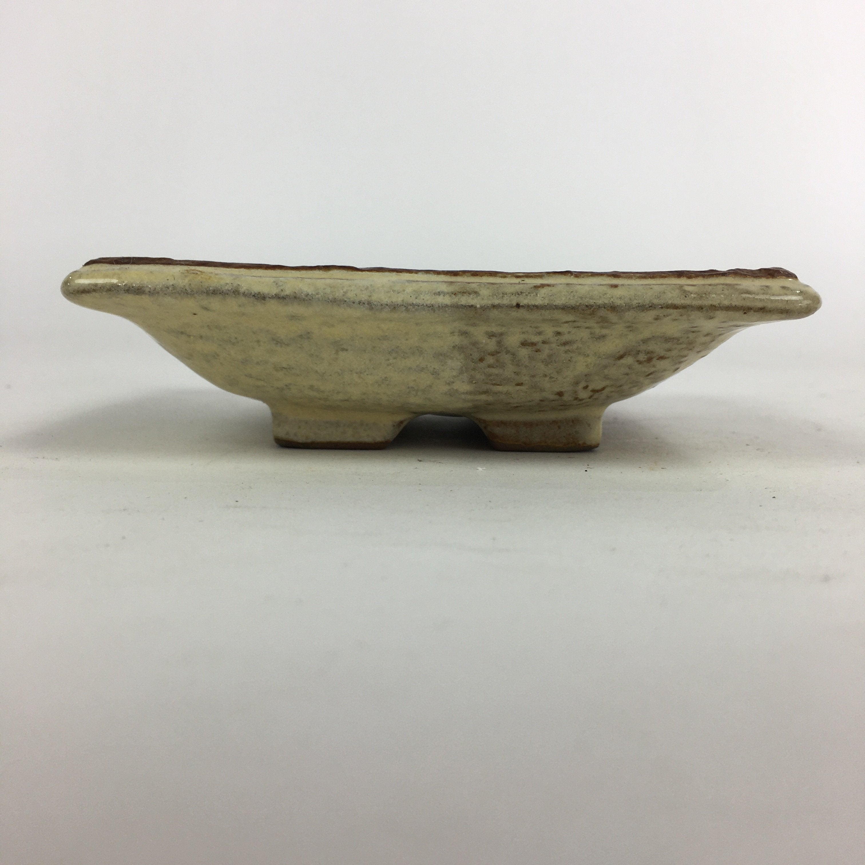 Japanese Ceramic Small Plate Vtg Square Shape Pottery Brown Yellow Kozara PP728
