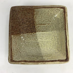 Japanese Ceramic Small Plate Vtg Square Shape Pottery Brown Yellow Kozara PP729