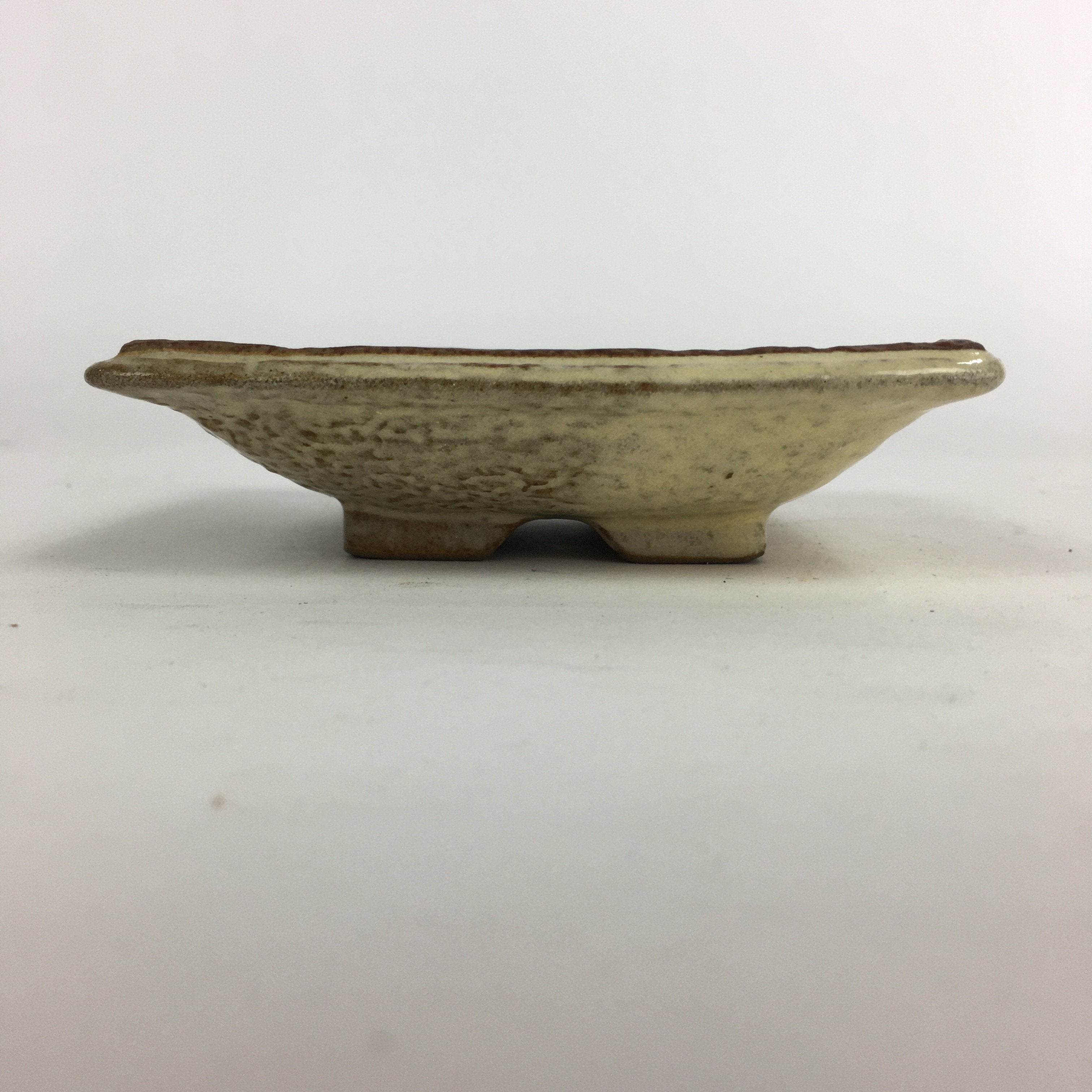 Japanese Ceramic Small Plate Vtg Square Shape Pottery Brown Yellow