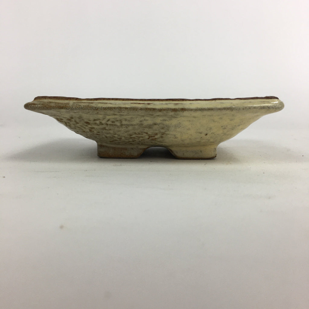 Japanese Ceramic Small Plate Vtg Square Shape Pottery Brown Yellow Kozara PP729