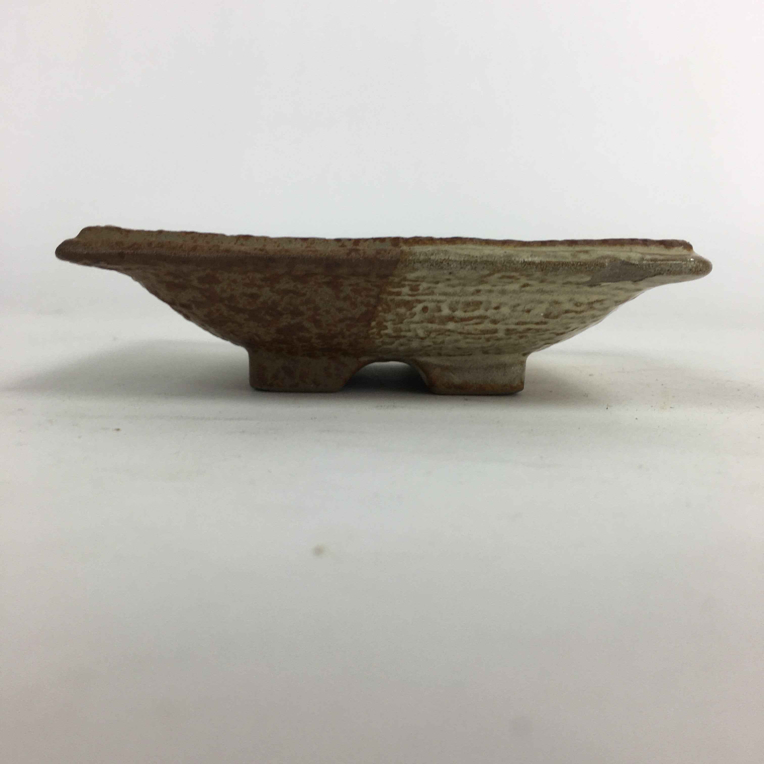 Japanese Ceramic Small Plate Vtg Square Shape Pottery Brown Yellow