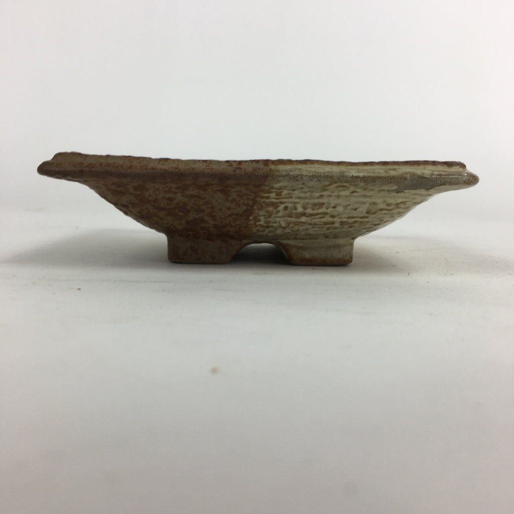 Japanese Ceramic Small Plate Vtg Square Shape Pottery Brown Yellow Kozara PP729