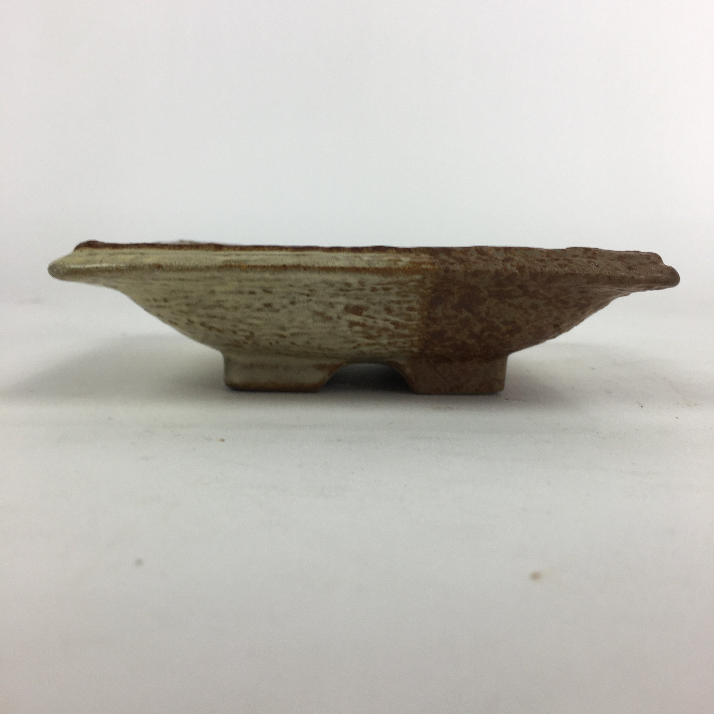 Japanese Ceramic Small Plate Vtg Square Shape Pottery Brown Yellow Kozara PP729