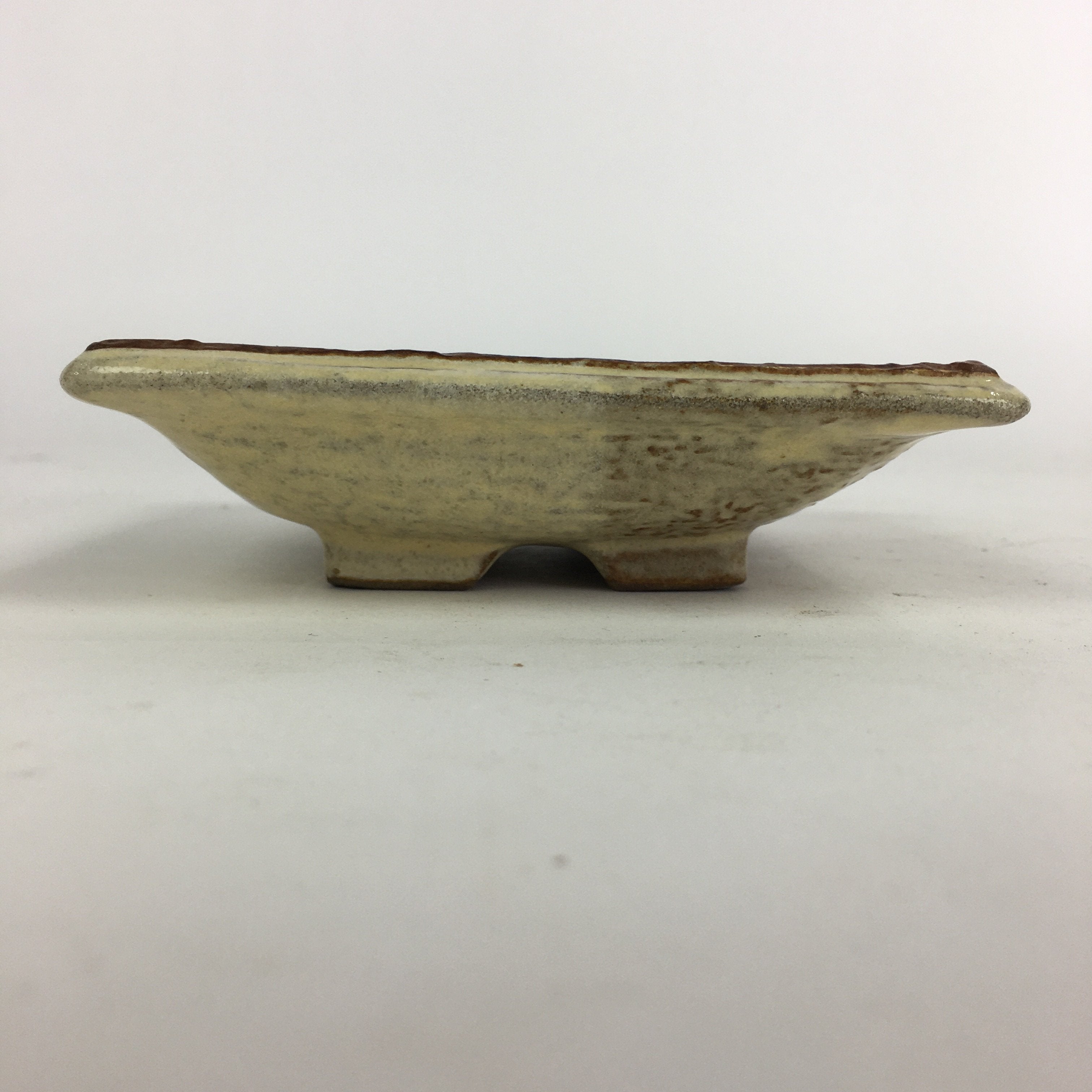 Japanese Ceramic Small Plate Vtg Square Shape Pottery Brown Yellow Kozara PP729