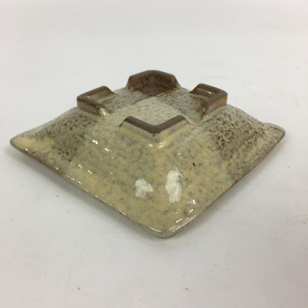 Japanese Ceramic Small Plate Vtg Square Shape Pottery Brown Yellow Kozara PP729