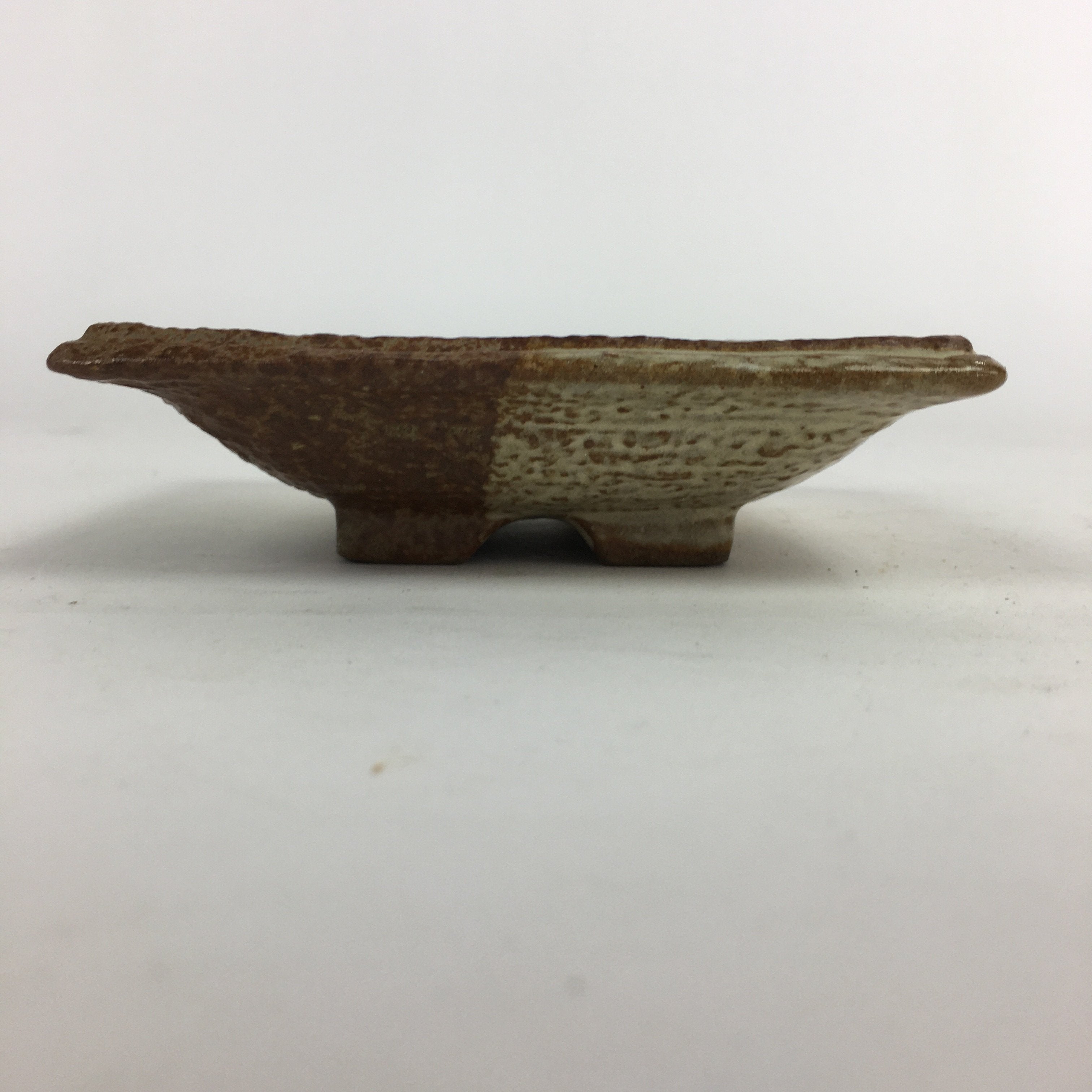 Japanese Ceramic Small Plate Vtg Square Shape Pottery Brown Yellow Kozara PP730