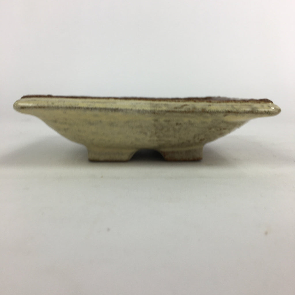 Japanese Ceramic Small Plate Vtg Square Shape Pottery Brown Yellow Kozara PP730