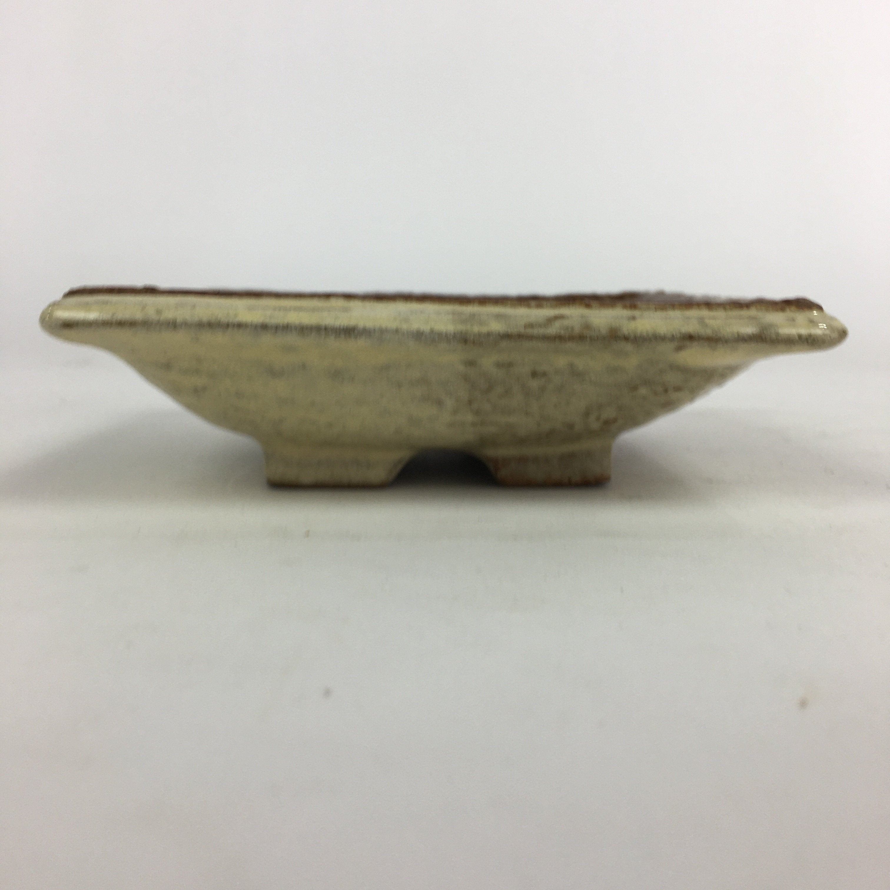 Japanese Ceramic Small Plate Vtg Square Shape Pottery Brown Yellow Kozara PP730