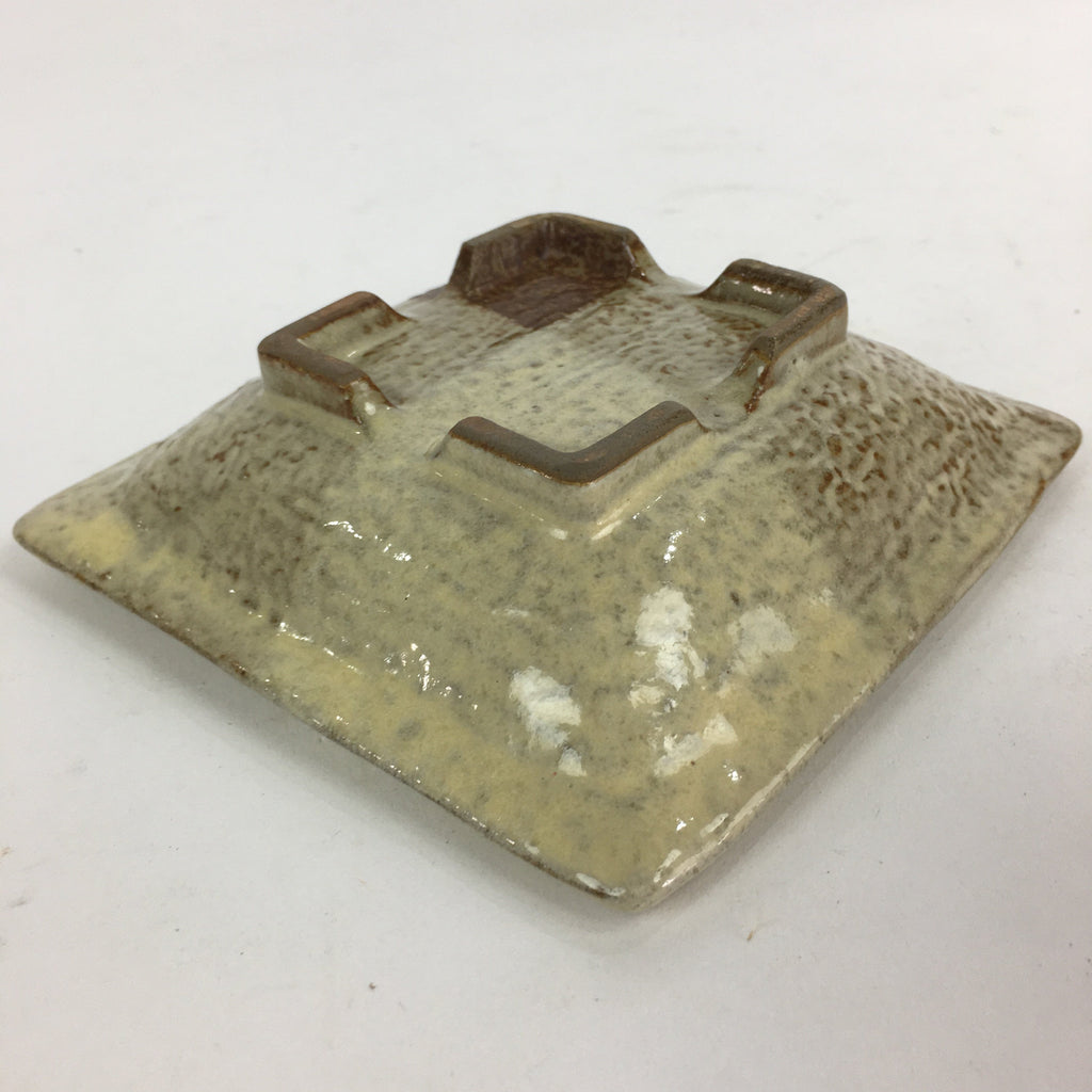 Japanese Ceramic Small Plate Vtg Square Shape Pottery Brown Yellow Kozara PP730