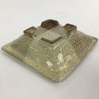Japanese Ceramic Small Plate Vtg Square Shape Pottery Brown Yellow Kozara PP730
