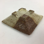 Japanese Ceramic Small Plate Vtg Square Shape Pottery Brown Yellow Kozara PP730