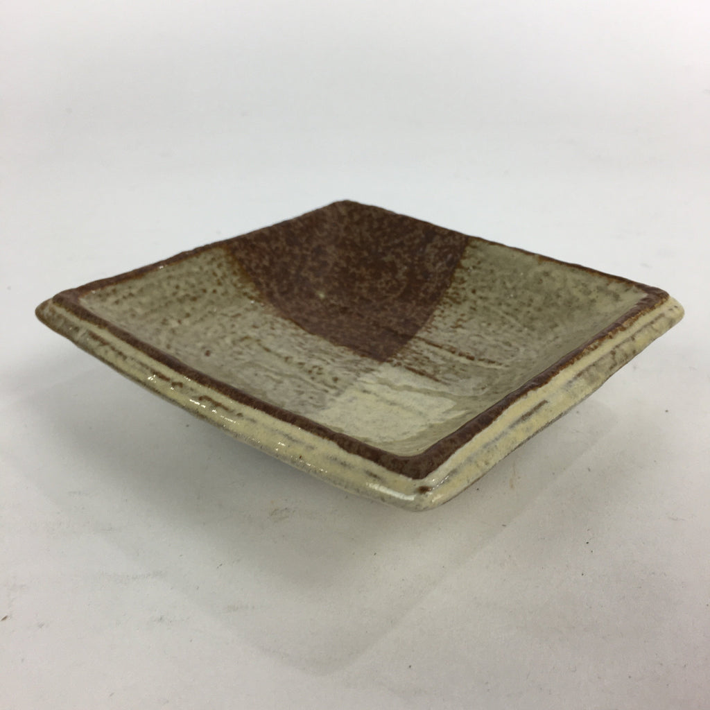 Japanese Ceramic Small Plate Vtg Square Shape Pottery Brown Yellow Kozara PP730