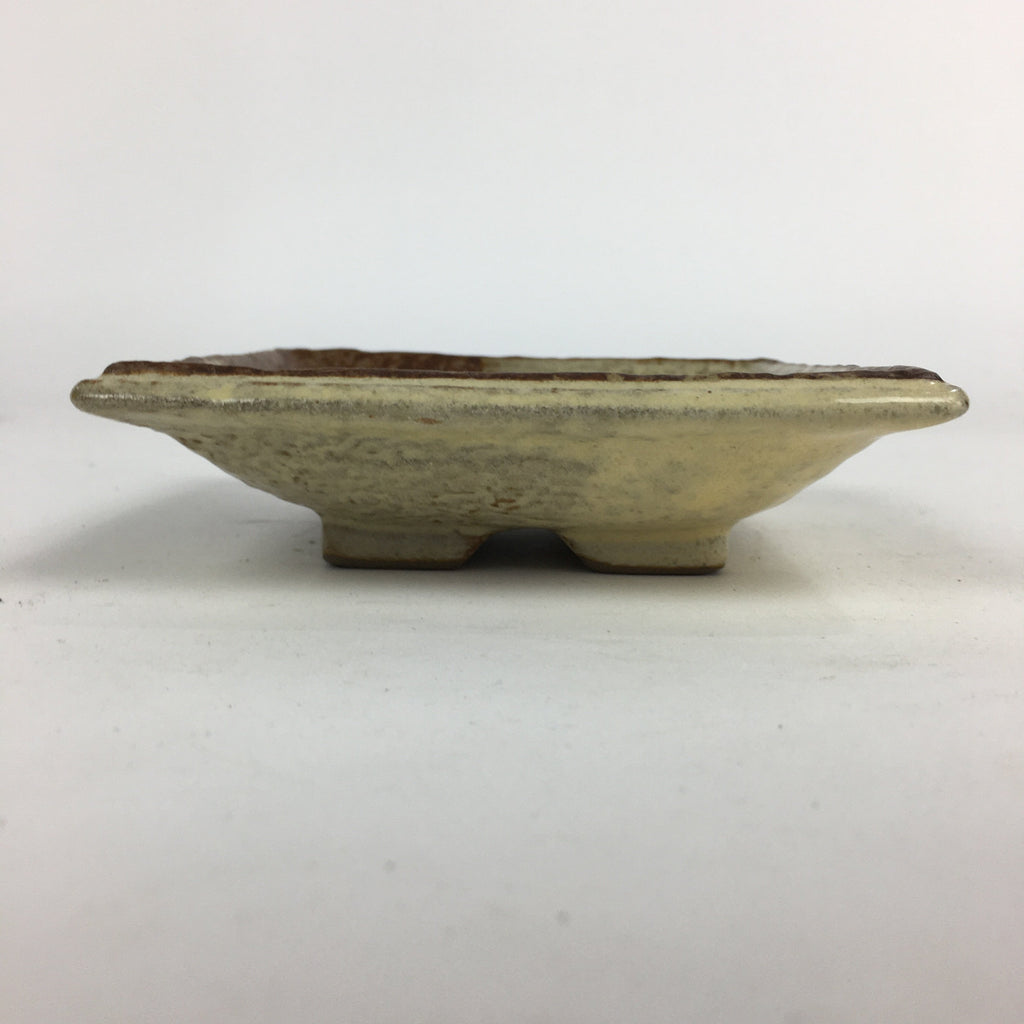 Japanese Ceramic Small Plate Vtg Square Shape Pottery Brown Yellow Kozara PP731
