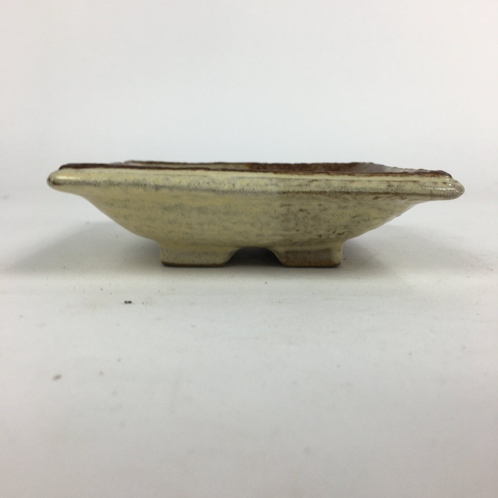 Japanese Ceramic Small Plate Vtg Square Shape Pottery Brown Yellow Kozara PP731