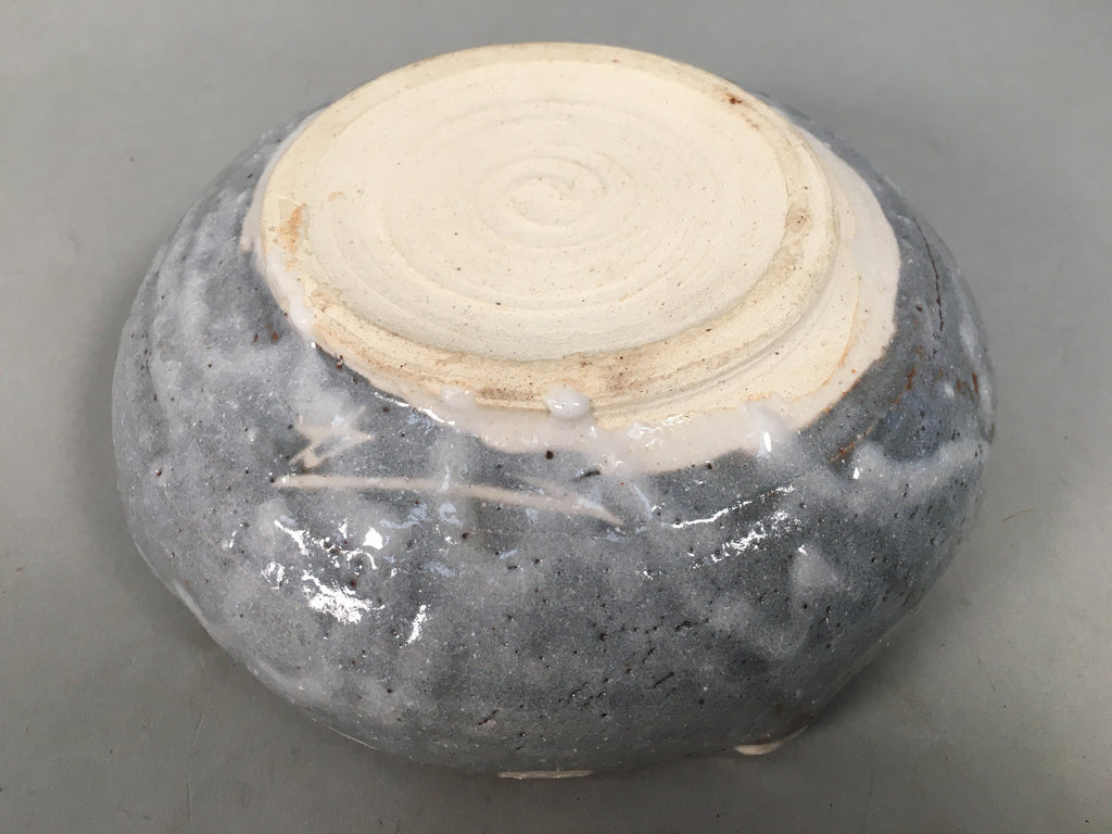 Japanese Ceramic Snack Bowl Kashiki Gray Shino ware Vtg Pottery Round PP437