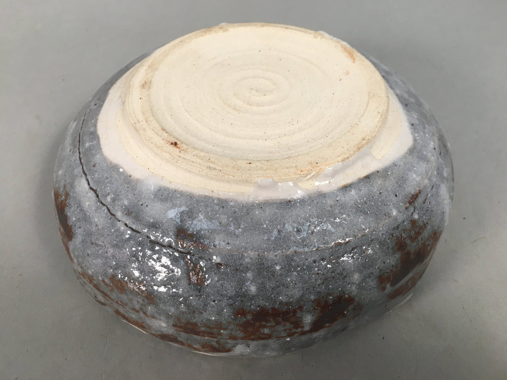 Japanese Ceramic Snack Bowl Kashiki Gray Shino ware Vtg Pottery Round PP437