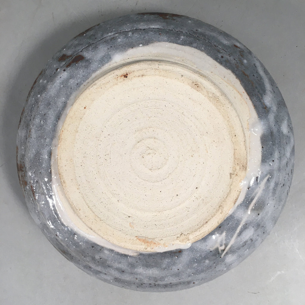 Japanese Ceramic Snack Bowl Kashiki Gray Shino ware Vtg Pottery Round PP437