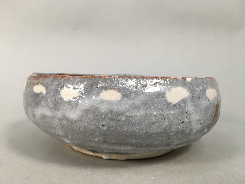 Japanese Ceramic Snack Bowl Kashiki Gray Shino ware Vtg Pottery Round PP437
