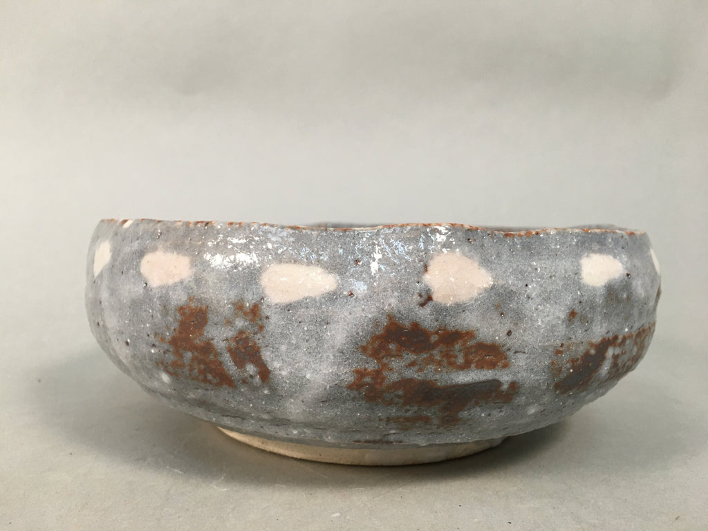Japanese Ceramic Snack Bowl Kashiki Gray Shino ware Vtg Pottery Round PP437