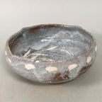 Japanese Ceramic Snack Bowl Kashiki Gray Shino ware Vtg Pottery Round PP437