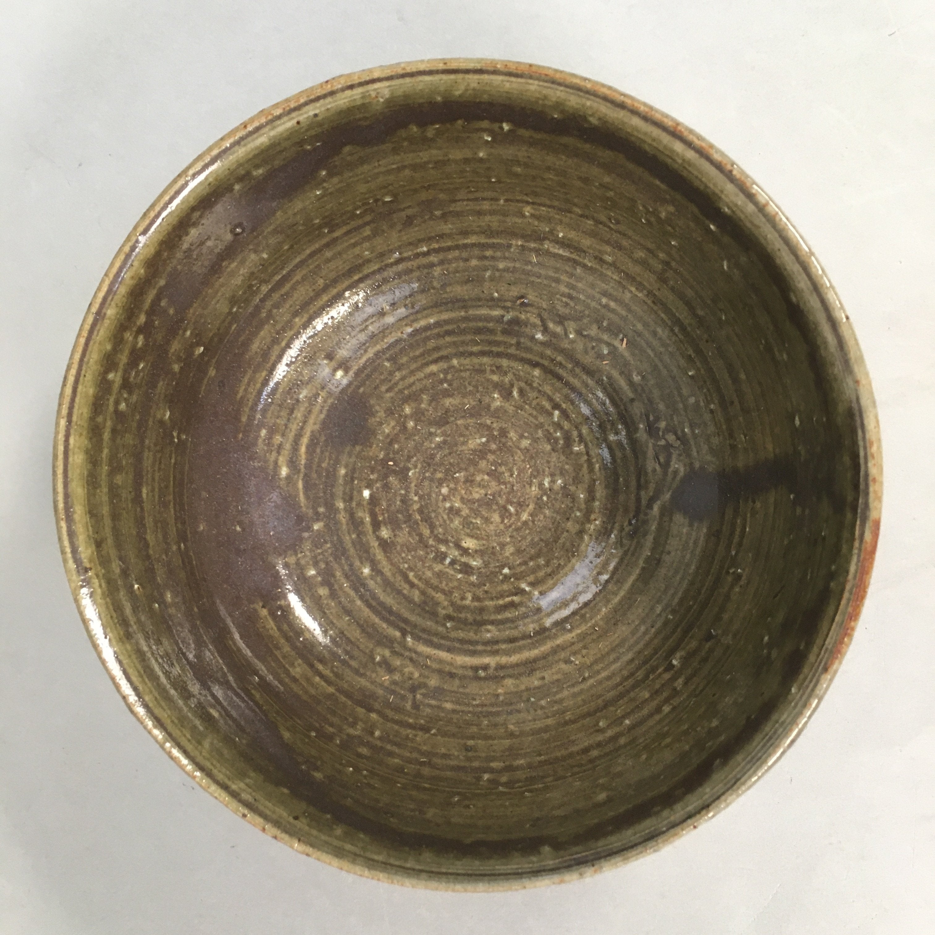 Japanese Ceramic Snack Bowl Kashiki Vtg Pottery Green Round PP364