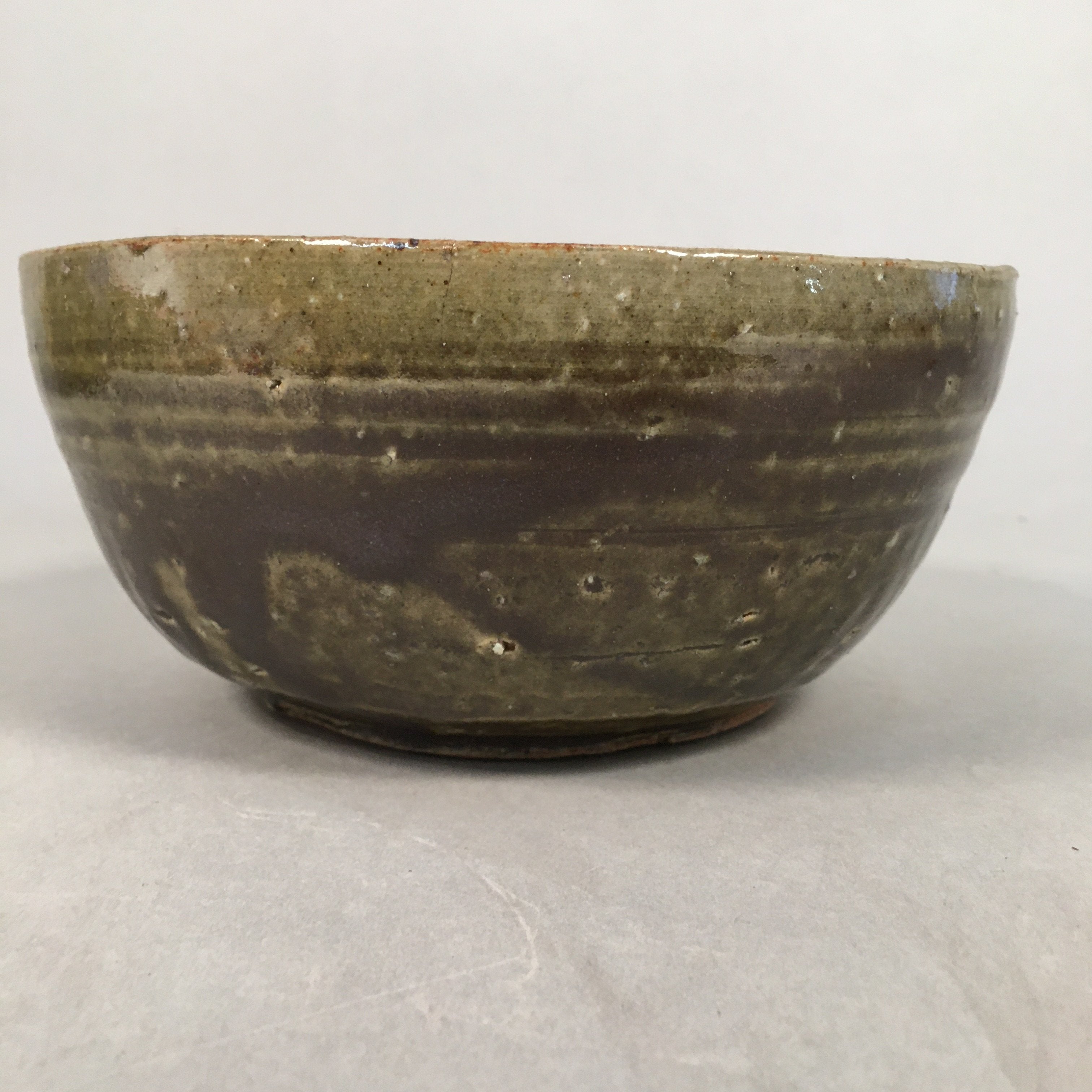 Japanese Ceramic Snack Bowl Kashiki Vtg Pottery Green Round PP364