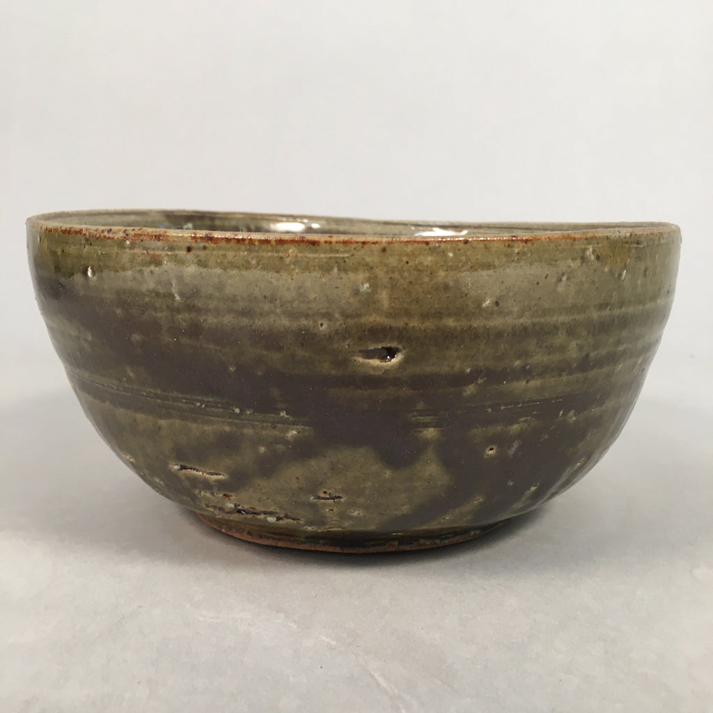 Japanese Ceramic Snack Bowl Kashiki Vtg Pottery Green Round PP364