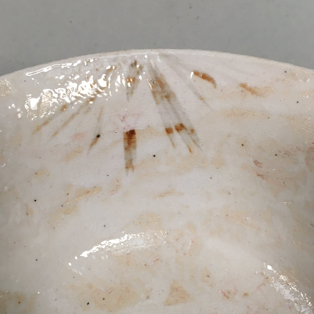 Japanese Ceramic Snack Bowl Kashiki Vtg Pottery Green White Round PP366