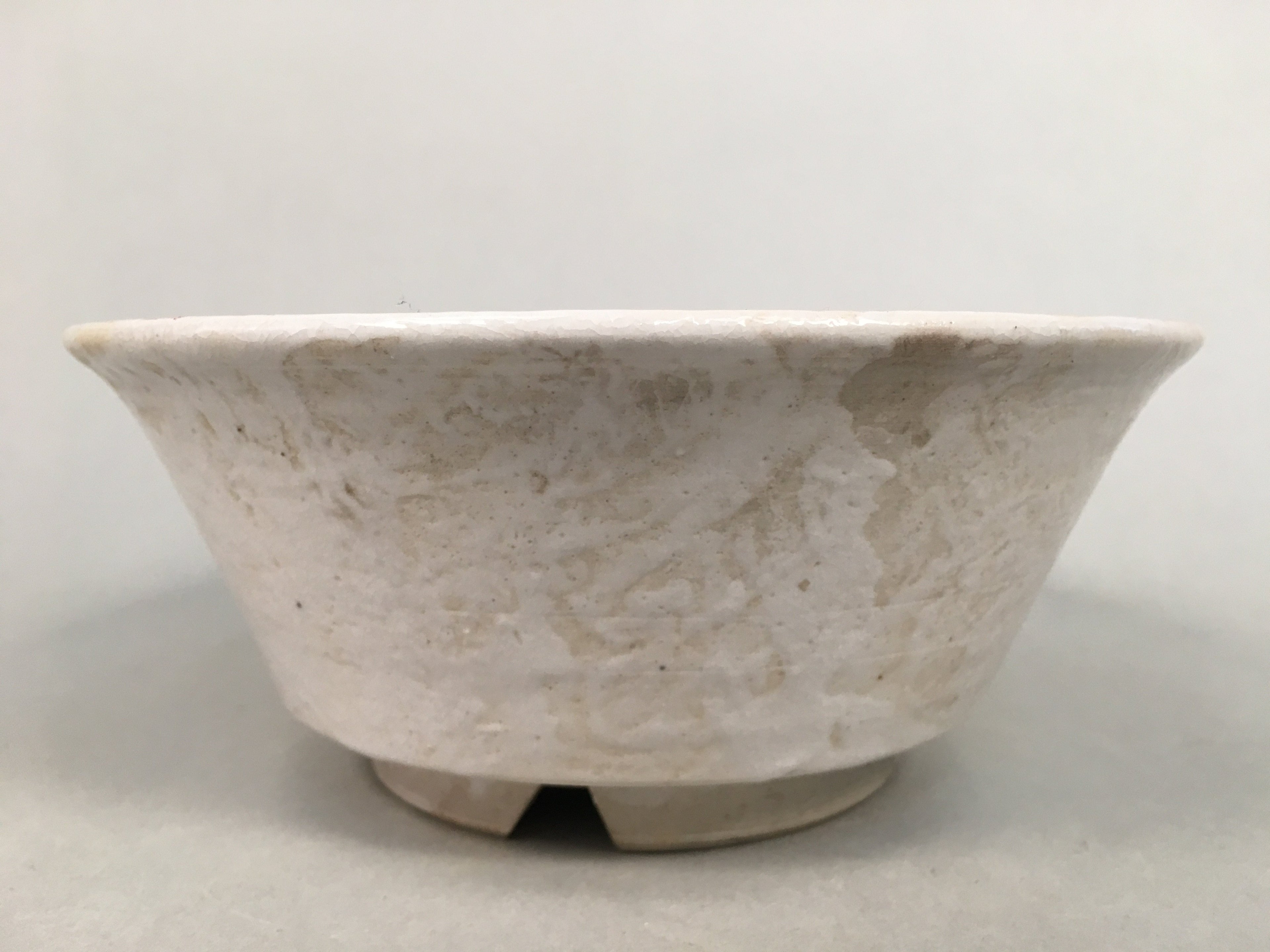 Japanese Ceramic Snack Bowl Kashiki Vtg Pottery Green White Round PP366