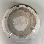 Japanese Ceramic Snack Bowl Kashiki Vtg Pottery Green White Round PP366