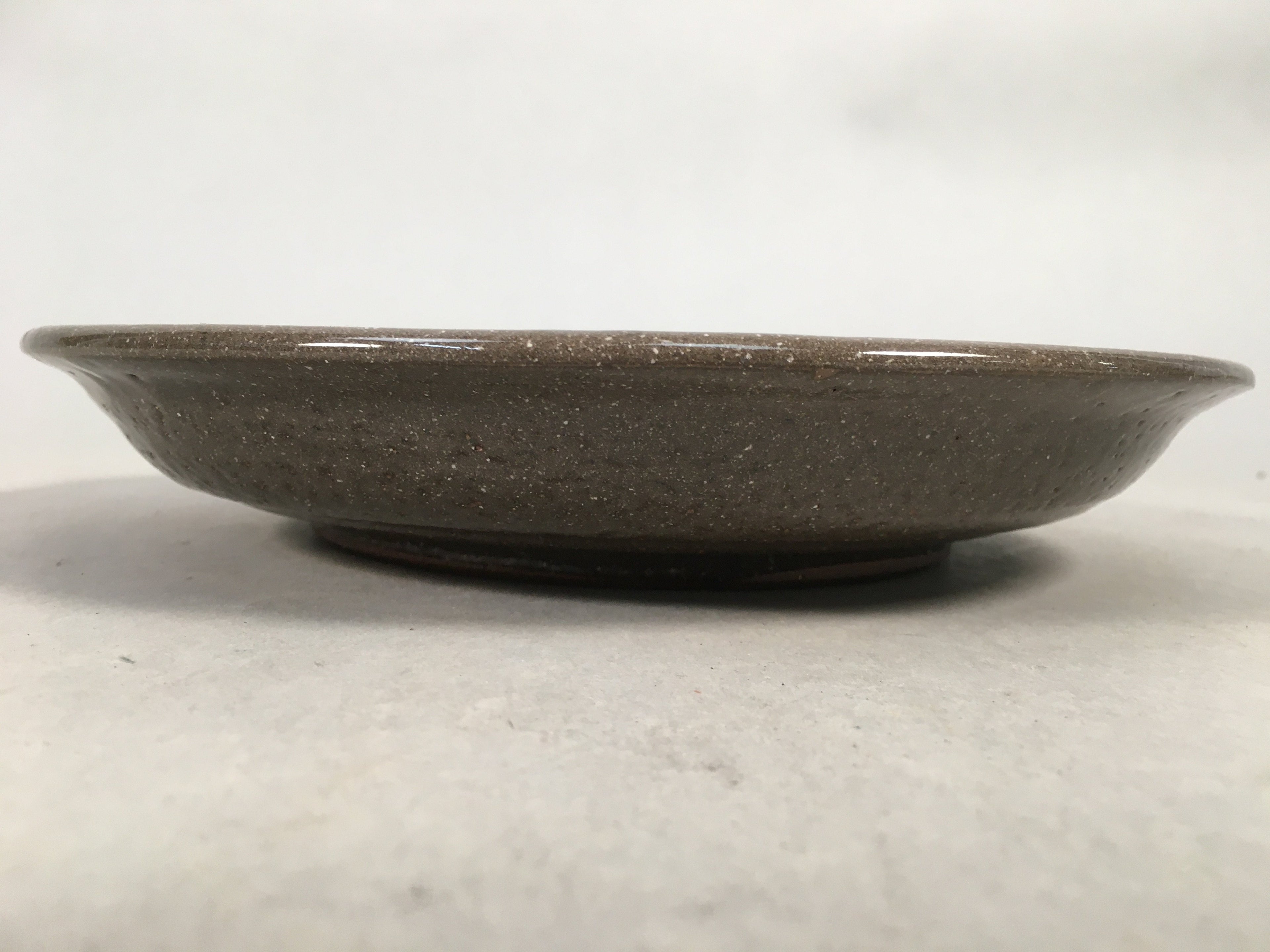 Japanese Ceramic Snack Bowl Kashiki Vtg Pottery Round Gray Kanji Fortune PP386