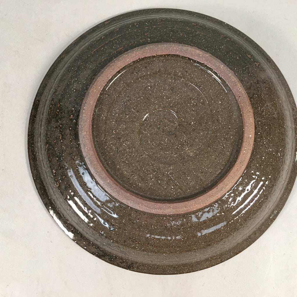 Japanese Ceramic Snack Bowl Kashiki Vtg Pottery Round Gray Kanji Fortune PP386