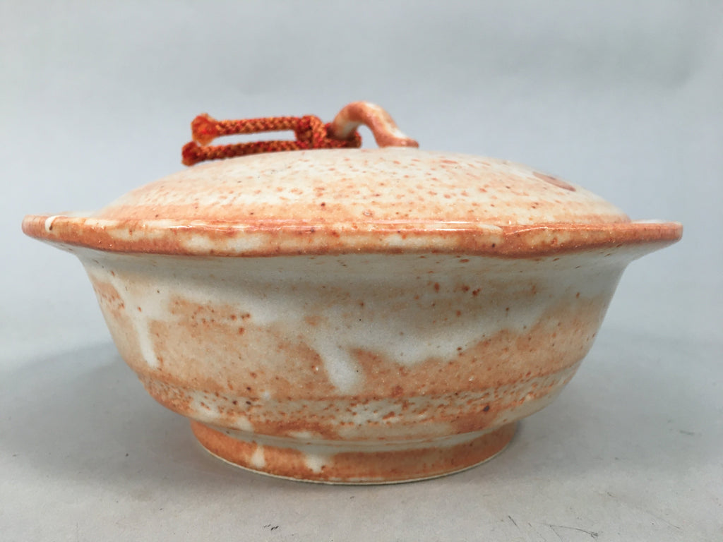 Japanese Ceramic Snack Bowl Lidded Kashiki Mino ware Vtg Pottery Round PP435