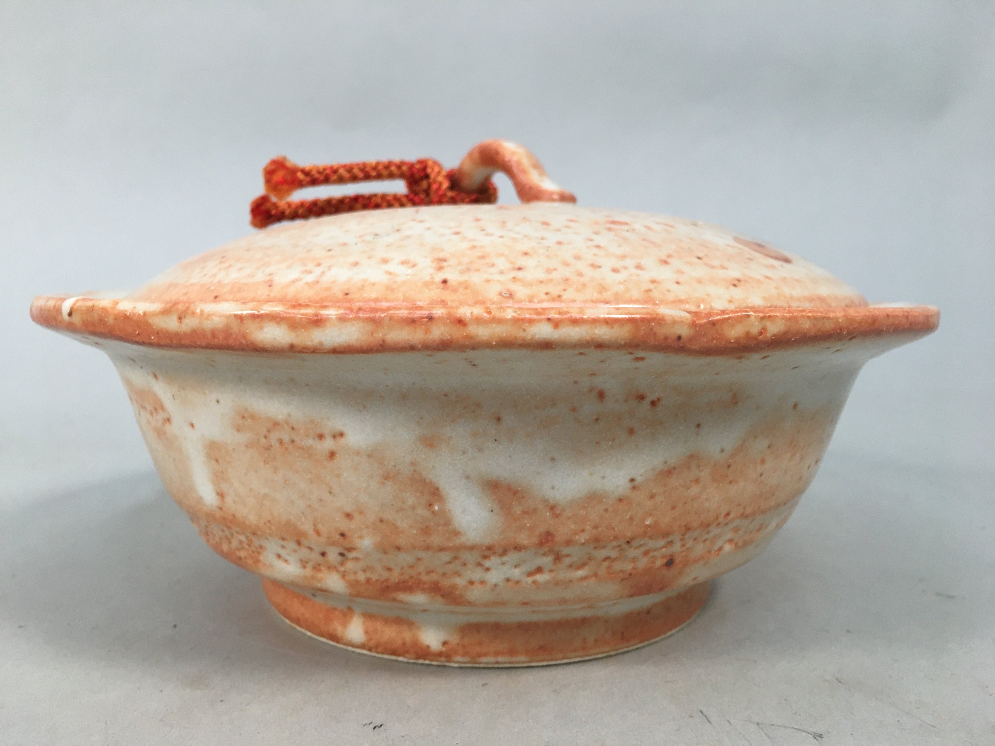 Japanese Ceramic Snack Bowl Lidded Kashiki Mino ware Vtg Pottery Round PP435