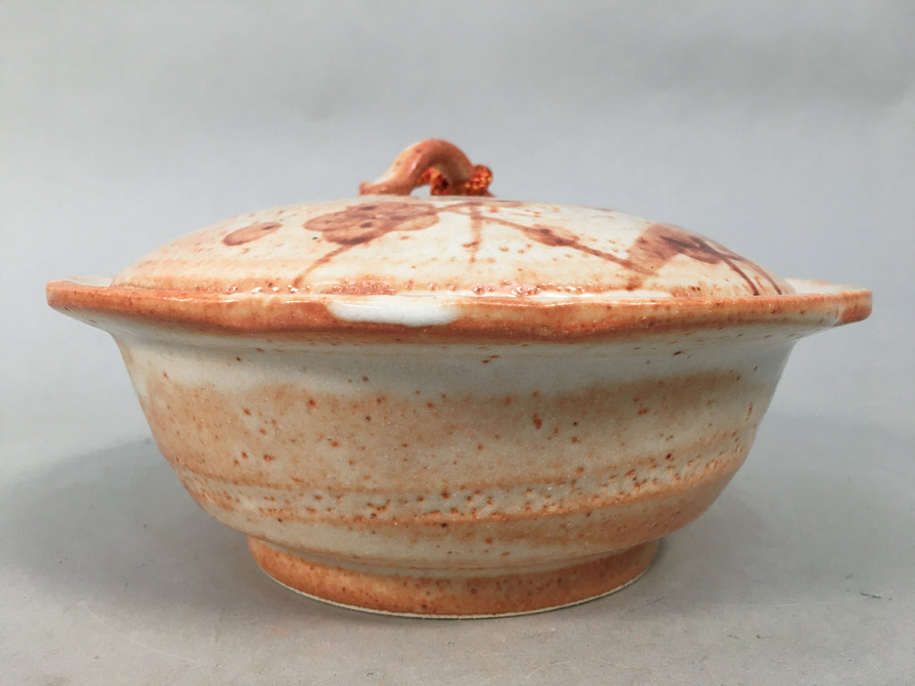 Japanese Ceramic Snack Bowl Lidded Kashiki Mino ware Vtg Pottery Round PP435