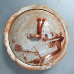 Japanese Ceramic Snack Bowl Lidded Kashiki Mino ware Vtg Pottery Round PP435